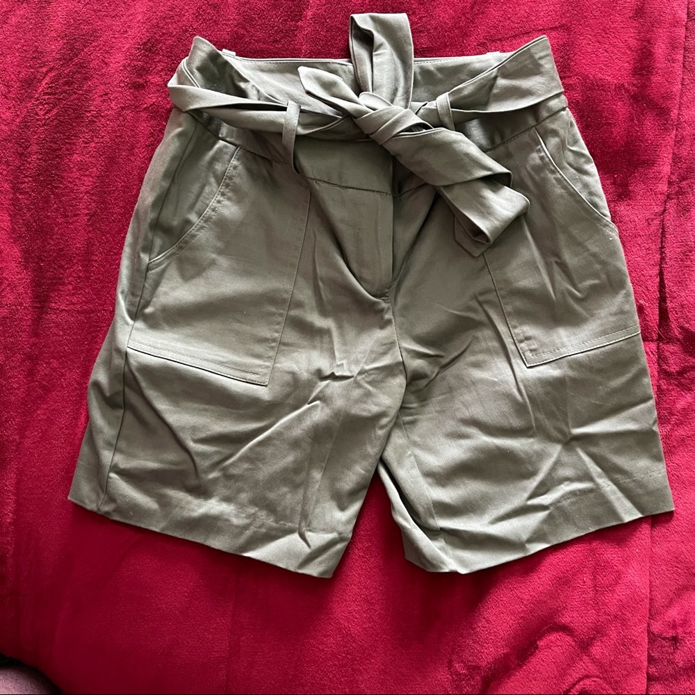 Dark Green Cotton Nylon Shorts